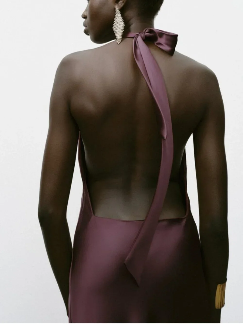 Zara Open Back Satin Midi Dress | Deep Burgundy | NWT | Size M